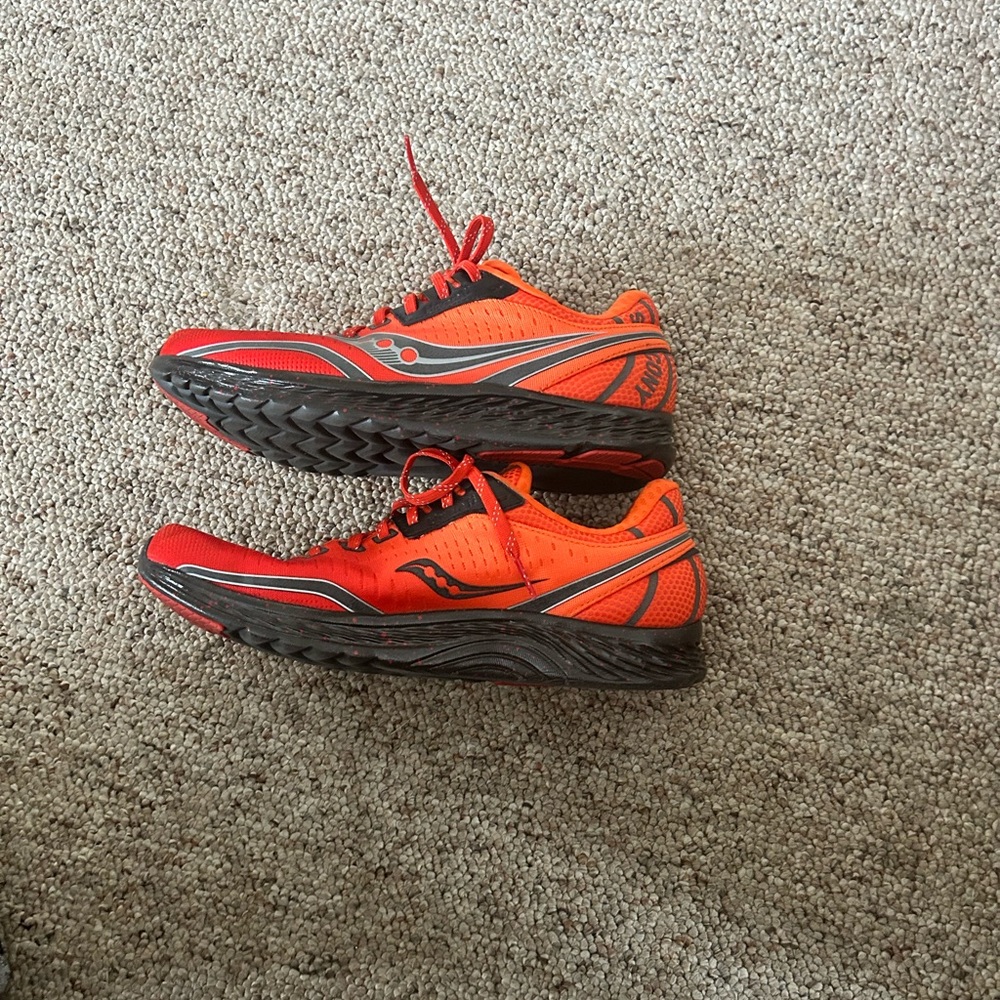 Saucony Orange and Black Athletic Shoes with Breathable Mesh